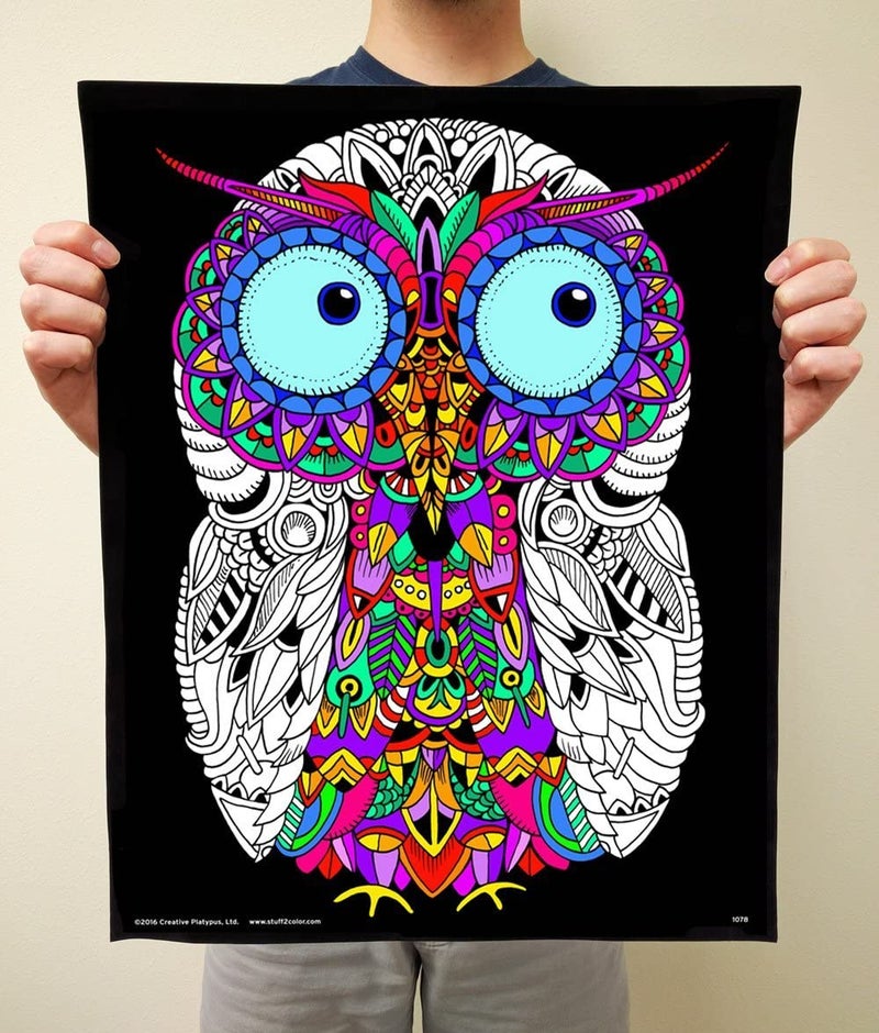 Stuff2Color Baby Owl - Fuzzy Coloring Poster for Kids, Toddlers, Kids, Teens and Adults [Beautiful Arts and Crafts Project for All Ages] Arrives Uncolored - Image 2